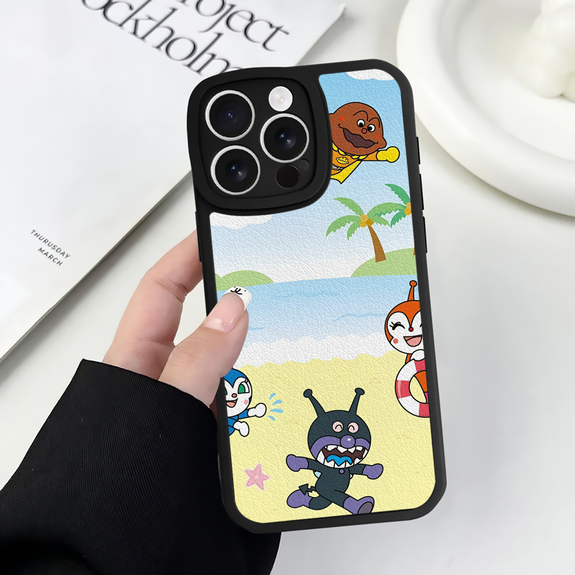 （画像用） アンパンマン Anpanman 【iPhone 16シリーズ対応】シリコンスマホケース（レザー調） 材質：シリコン